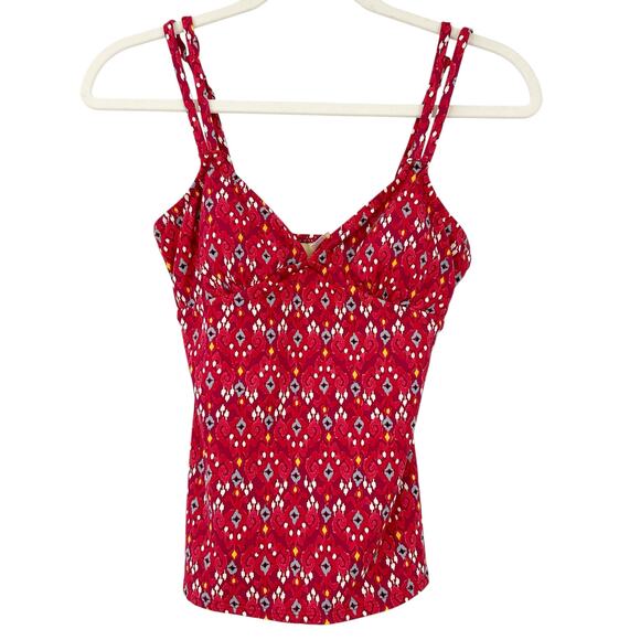 Garnet Hill Womens Summer Beach Diamond Pattern Padded‎ Swim Tankini Top Size 2 - Picture 1 of 7